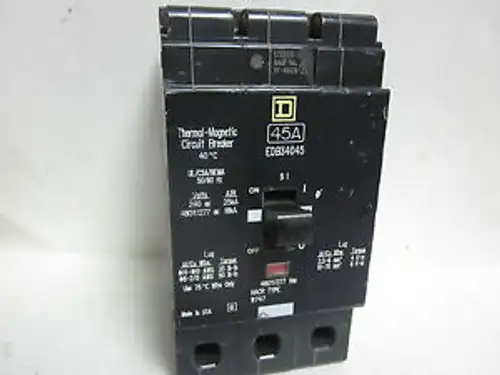 Square D 45Amp 3Pole Breaker Cat No. Edb34045 Yc-186
