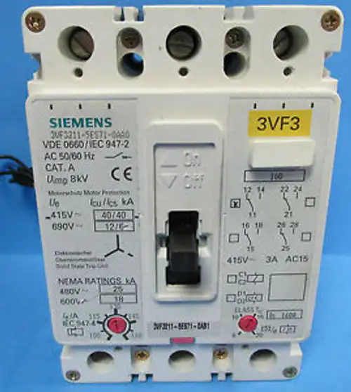 Siemens 3Vf3 160 Amp 3 Pole Breaker 3Vf3211-5Es71-0Aa0 W/Trip Unit ...... Wj-65