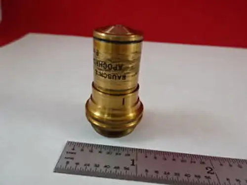 MICROSCOPE PART ANTIQUE BRASS OBJECTIVE BAUSCH LOMB APO 90X OPTICS AS IS N5-A-01