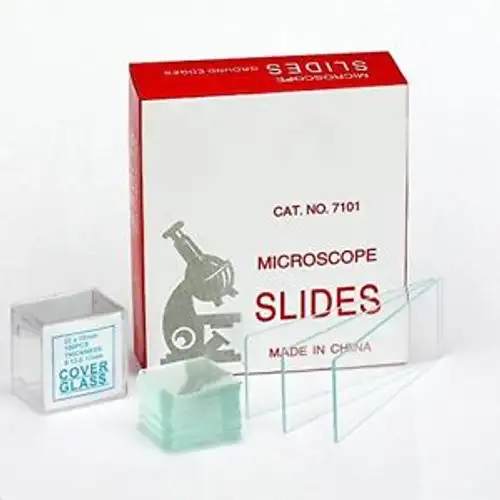 CB 72 Blank Microscope Slides & 100 Square Cover Glass 7101S1 Model: BS-72P-S100