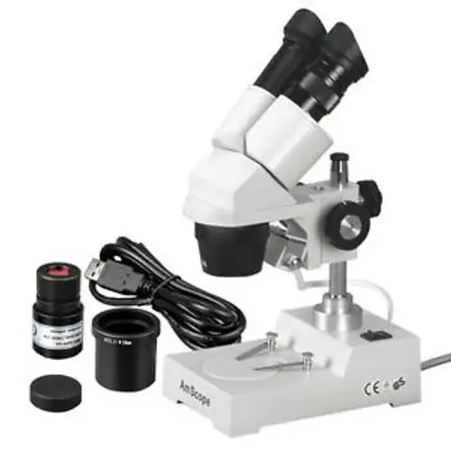 Amscope Se304-Pz-E2 20X-40X-80X Microscope stéréo pointu + 2Mp Usb Camera
