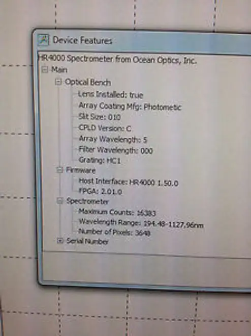 Ocean Optics Hr4000 2005 Spectrometer Board With Sensor & Linear Lens Hr-4000