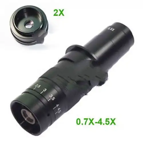 10X-180X-360X Zoom C-Mount 2X Objective Barlow Lens Fo Digital Microscope Camera