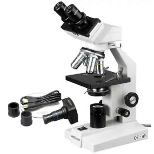 Amscope B100B-M 40X-2000X Binocular Compound Microscope + 1.3Mp Camera