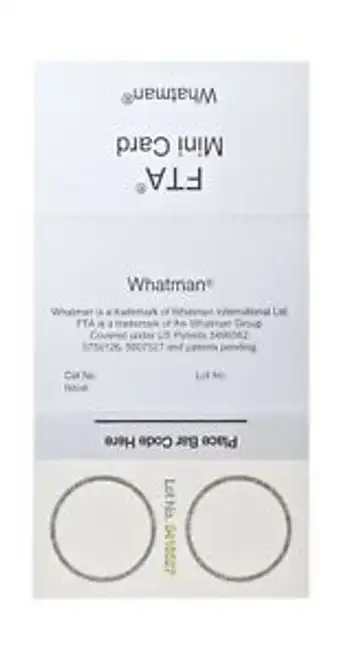 Whatman Wb120055 Fta Mini Card 2-Sample Areas 2 X 125 Microliter Size (Pack O...
