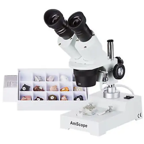 Amscope Se304R-P-Rk15 20X-40X Forward Stereo Microscope With Rock Collection