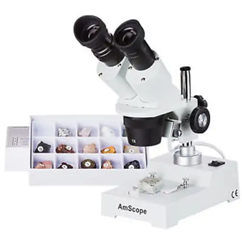 Amscope Se303R-P-Rk15 10X-30X Forward Stereo Microscope With Rock Collection