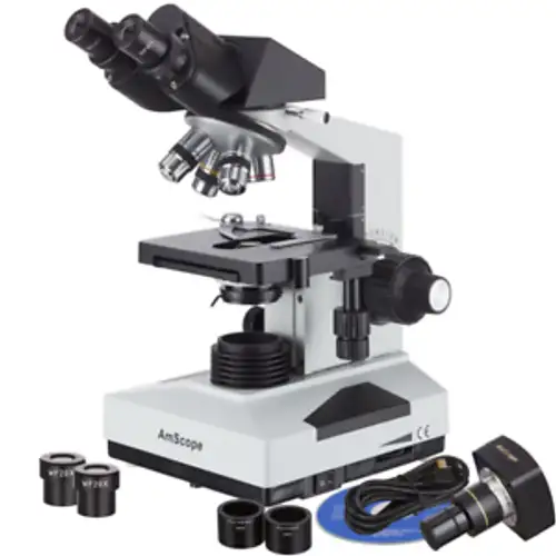 Amscope B490B-P Digital Compound Binocular Microscope Wf10X And Wf20X Eyepieces