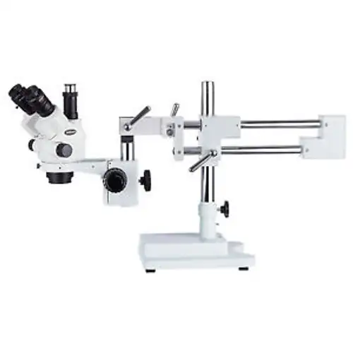Amscope Sm-4Ntp 7X-45X Simul-Focal Stereo Lockable Zoom Microscope On Dual Arm B