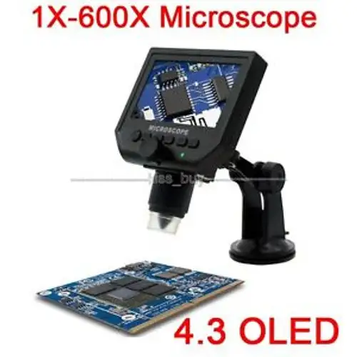 1X-600X continuous zoomi oled display LCD Digital Microscope Video Camera Image
