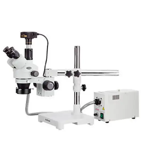 Amscope Sm-3Ty-For-P 7X-90X Trinocular Stereo Zoom Microscope + Fiber Optic Ring