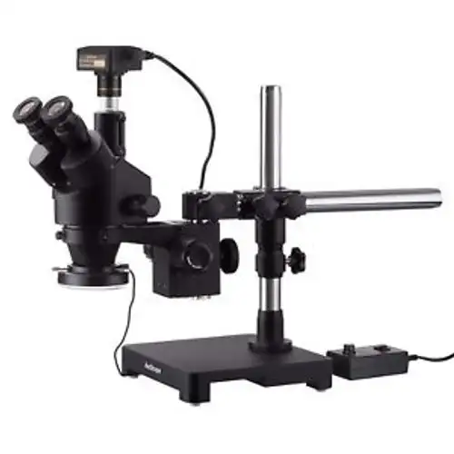 7X-135X Trinocular Stereo Zoom Microscope + Boom + Led + 14Mp Camera