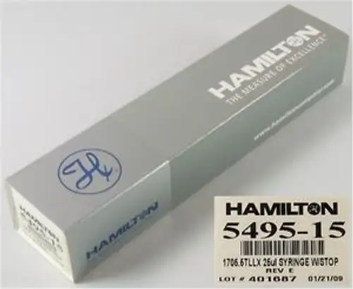 New Hamilton 5495-15 Syringe (25 ??L Model 1705.5 Tllx Syr