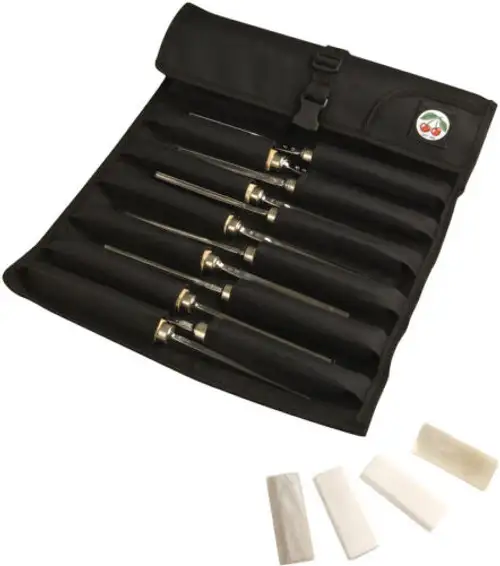 Sculptor Chisels Set With Hornbeam Handle In Mikrofaserrolltasche 24-Tlg