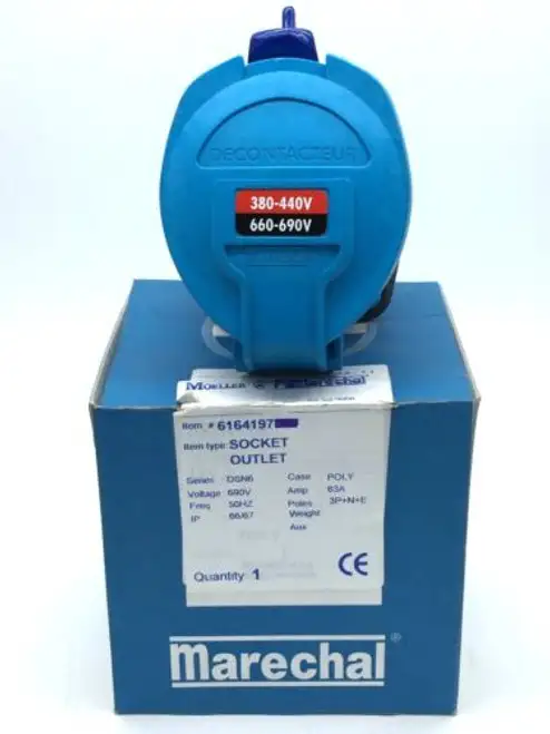 Marechal 6164197 Dsn6 Socket Outlet 3P+N+E 63A 690Vac Size 3 Ip66//67