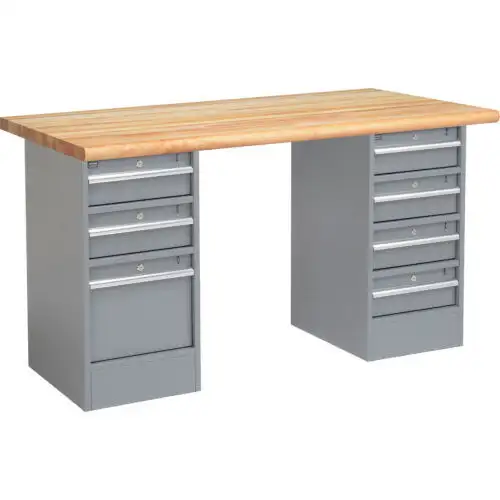 72"W X 30"D Workbench 1-3/4" Safety Edge Maple Top 3 Drawer/4 Drawer