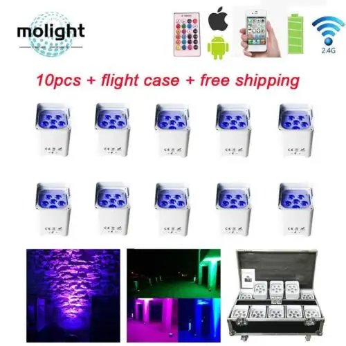 10√ó Wireless Dmx Battery Uplight Rgbwa Uv Wifiy 618W Remote Dj Par For Weddings