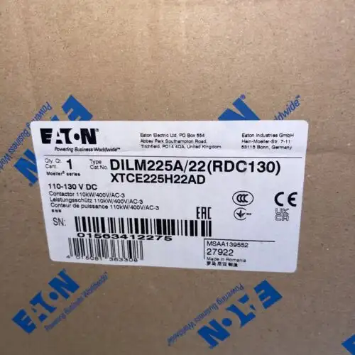 Xyce225H22A. Rdc130. Moeller Dilm225A/22Rdc130V Contactor