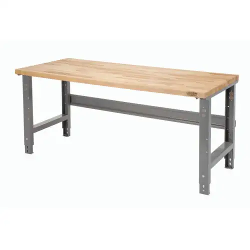 Adjustable Height Workbench C-Channel Leg 60"W X 36"D 1-3/4" Maple Top Square