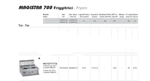 Prof. Gas Fryer Lt.9+9 Counter Art. Mg7Gf777Ts-