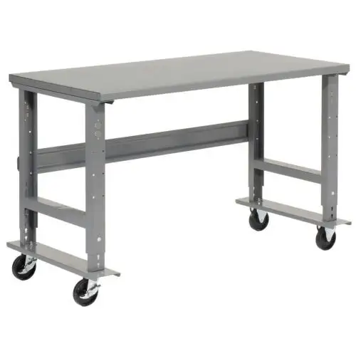 Mobile Adjustable Height C-Channel Leg Workbench Steel 60"W X 36"D Gray