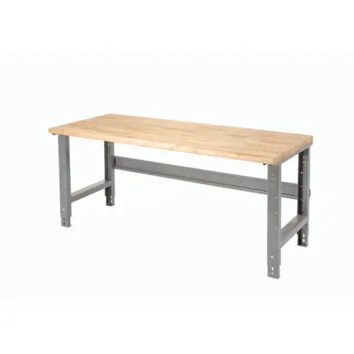 Adjustable Height Workbench C-Channel Leg 60"W X 30"D 1-3/4" Maple Top Safety