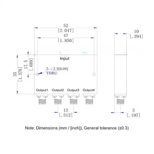 Pd-18/40-4K 18-40Ghz 20W 2.92Mm One Divided Into Four Power Divider