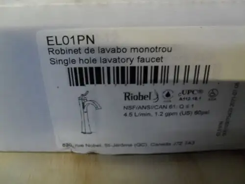 Riobel El01Pn Single Hole Bathroom Lav Faucet Polished Nickel