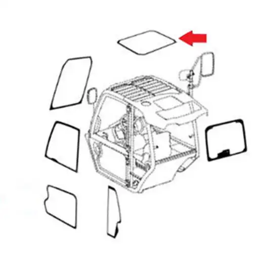 827/80226 Roof Windowpane Glass Fits Jcb Telehandler 506.36 507.42 509.42