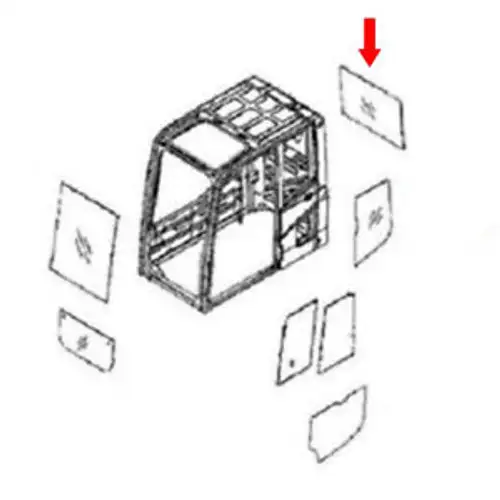 20Y-53-11271 Rear Cab Glass For Komatsu Excavator Pc300Lc-8 Pc350Lc-8 Pc450Lc-8