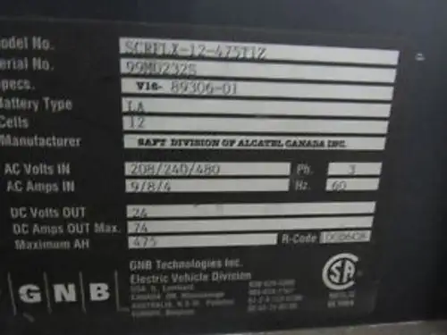 Gbn Mdl. Scrflx-12-475T1Z Battery Charger