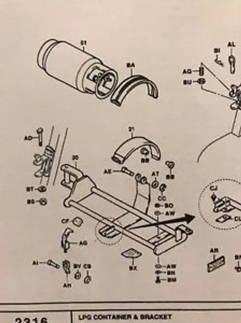 23601-U2101-71 Tankhalterung Toyota Gabelstapler 42-6Fgcu25 Referenz 2316-20
