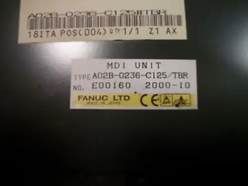 Fanuc Keyboard Mdi Unit A02B-0236-C125-Tbr