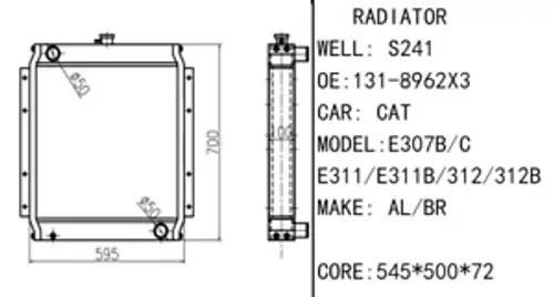 E307B E307C Core Radiator Water Tank Fits Caterpillar Cat Excavator