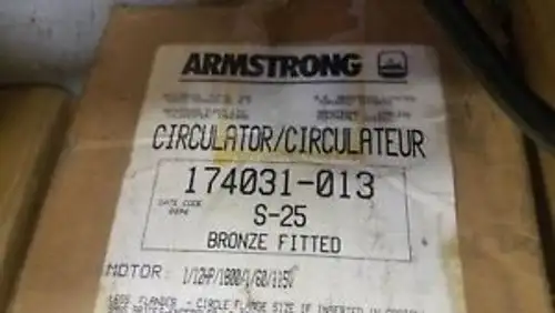 1/12 Hp 115V Armstrong Circulator Pump Model S-25 # 174031-013