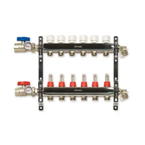 6-Loop Stainless Steel Radiant Heat Manifold