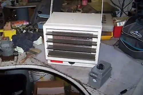DAYTON 3UG74 ELECTRIC UTILITY HEATER W/ THERMOSTAT 208 VAC RANGE 40-100F