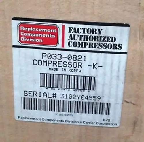 CP-P0330821 -Carrier Compressor 208/230V 1PH HP/AC