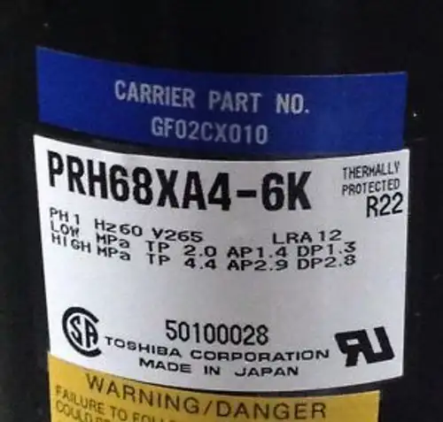 CP-P0350791 - Carrier Compressor GF02CX010 265V R22