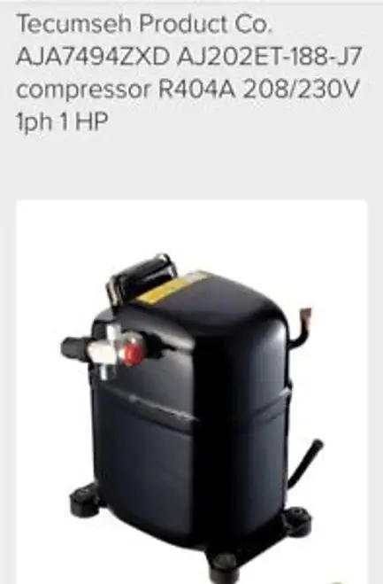 tecumseh refrigeration compressor aj202et-188-a2