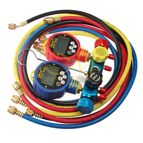 New Digital Testing Manifolds Gauge Kit 4 Valve Wk-6884