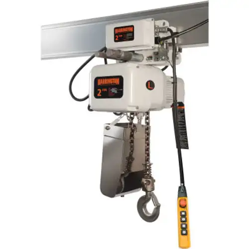 Harrington NERM010L-L-FG-10 NER Food Grade Hoist with Motorized Trolley 1 Ton Capacity 208V