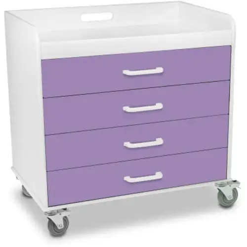 TrippNT-51134 Extra Wide Compact 4 Drawer Locking Cart Gum Drop Purple 27"W x 19"D x 27"H
