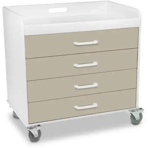 TrippNT-51138 Extra Wide Compact 4 Drawer Locking Cart Almond Beige 27"W x 19"D x 27"H