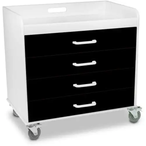 TrippNT-51362 Extra Wide Compact 4 Drawer Locking Cart Black 27"W x 19"D x 27"H