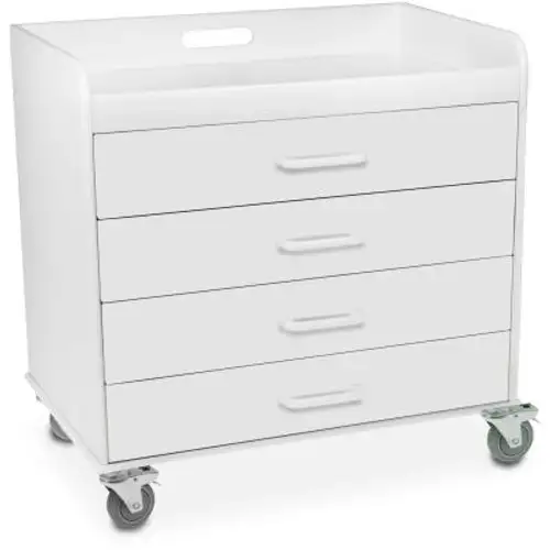 TrippNT-51041 Extra Wide Compact 4 Drawer Locking Cart White 27"W x 19"D x 27"H