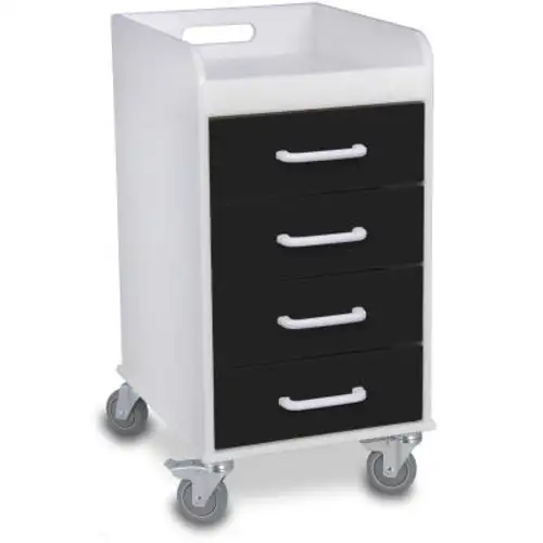 TrippNT-51146 Compact 4 Drawer Locking Medical Cart Black 14"W x 19"D x 27"H