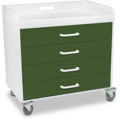 TrippNT-51135 Extra Wide Compact 4 Drawer Locking Cart Hosta Leaf Green 27"W x 19"D x 27"H