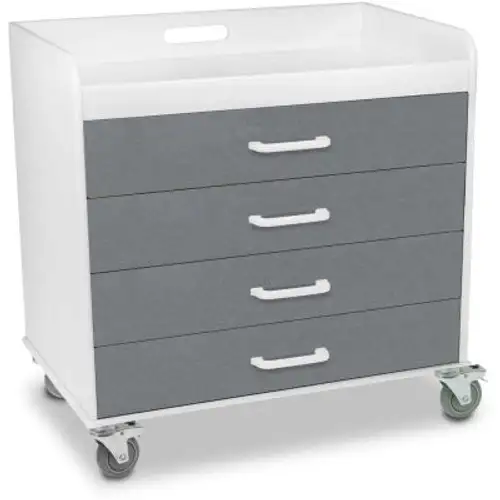 TrippNT-51139 Extra Wide Compact 4 Drawer Locking Cart Silver Metallic 27"W x 19"D x 27"H