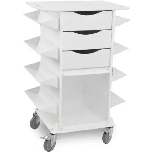 TrippNT-51023 White Polyethylene Core CS Side Bins Cart 27"W x 19"D x 36"H
